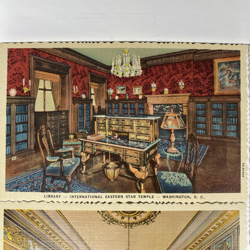 International Eastern Star Temple Postcard Lot 6 Unposted Study Treasure Room - Picture 2 of 8